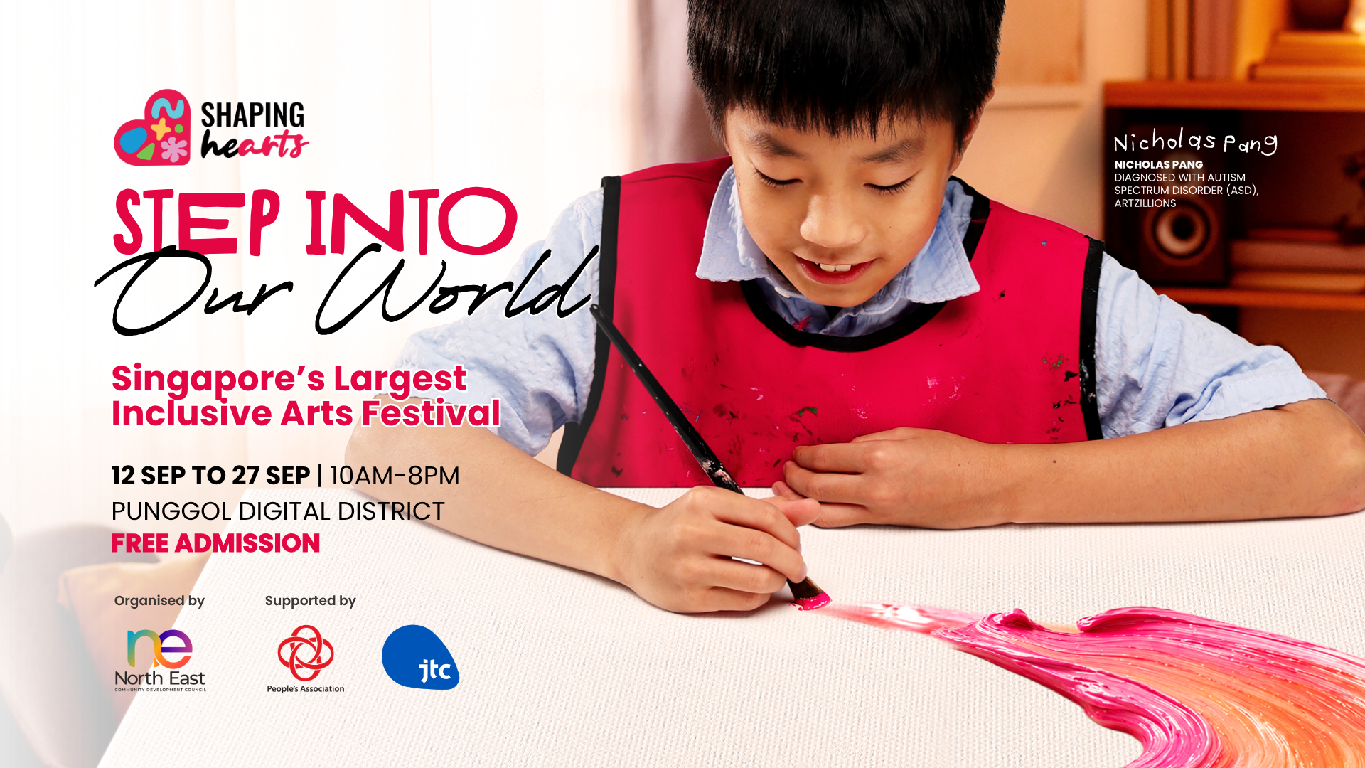 Banner of Shaping Hearts - Step Into Our World Inclusive Arts Festival